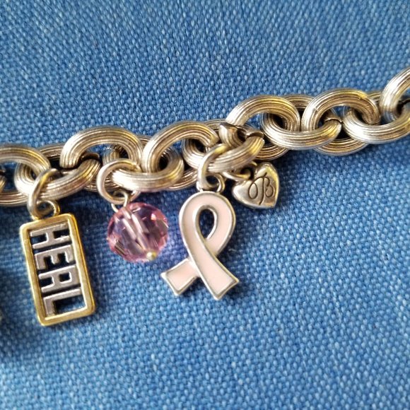 🩷Brighton Y2K Vintage Breast Cancer Encouragement Charm Bracelet - GPC🩷 - Picture 1 of 13